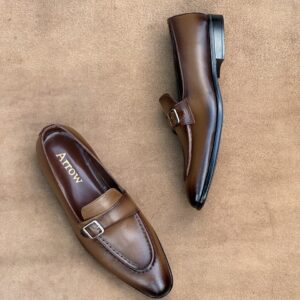 Men’s Two-tone Tan Cow Leather Strap Loafer