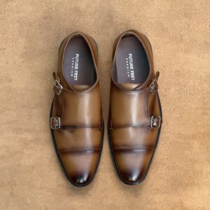 Men’s Two-Toned Tan Cow Leather Double Monk Strap Shoe