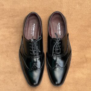 Men’s Gloss Black Cow Leather Oxford Brogue Shoe