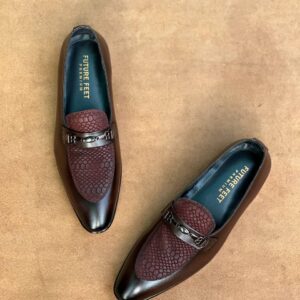 Men’s Dark Ruby Cow Leather Croc Loafer