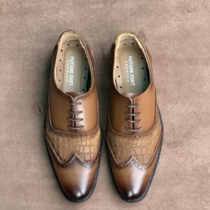 Men’s Tan Dual Cow Leather Oxford Brogue Shoe