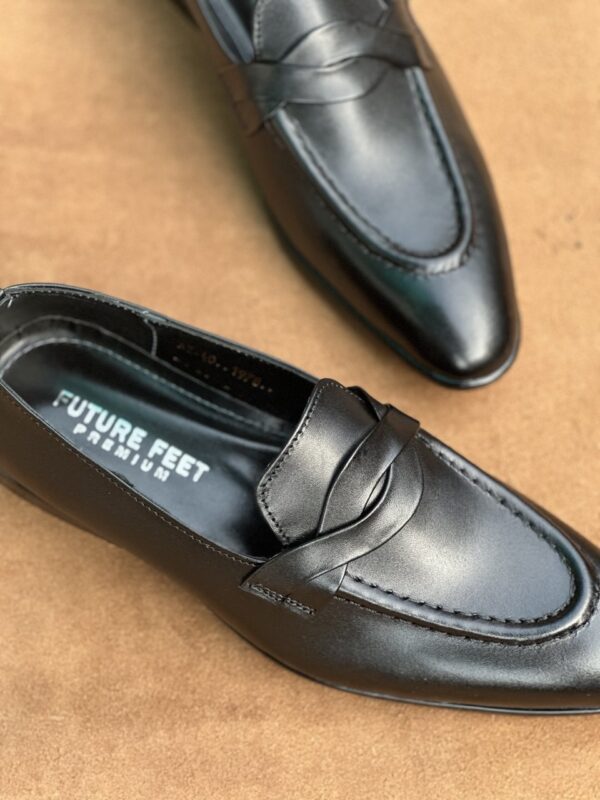 Men's Jet Black Cow Leather Penny Strap Loafer - Image 4