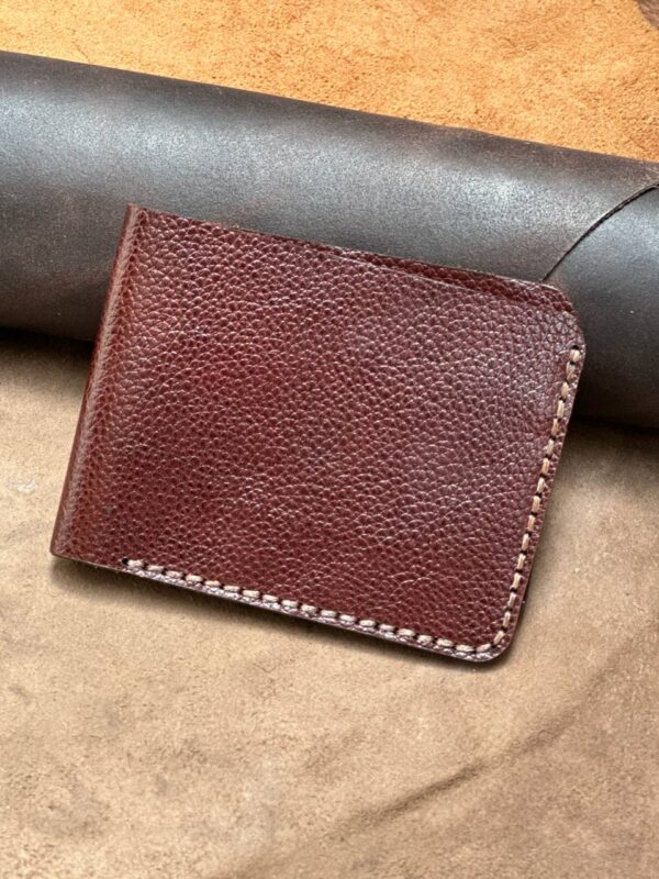 Pure Cow Leather Red Brown Bi-Fold Wallet