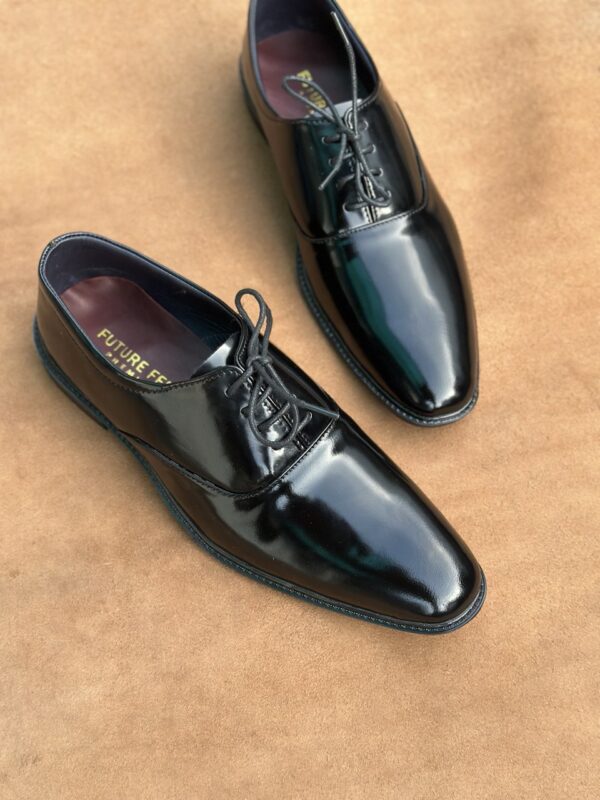 Men's High Gloss Black Cow Leather Oxford Shoe