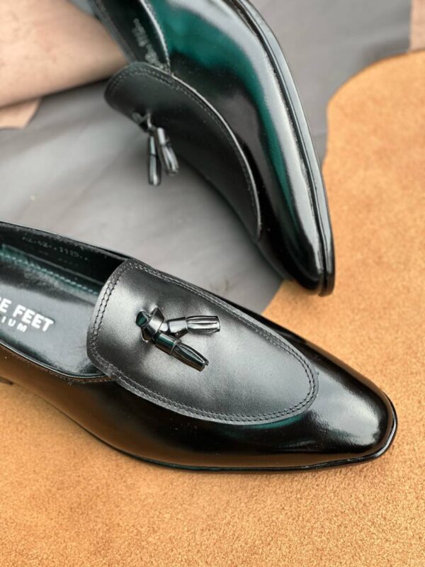 Men's Gloss + Matte Black Cow Leather Tassel Loafer - Image 4