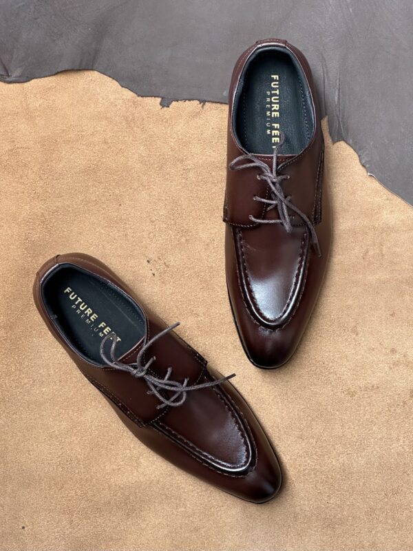 Men's Coffee Brown Cow Leather Norwegian Derby Shoe - Image 4