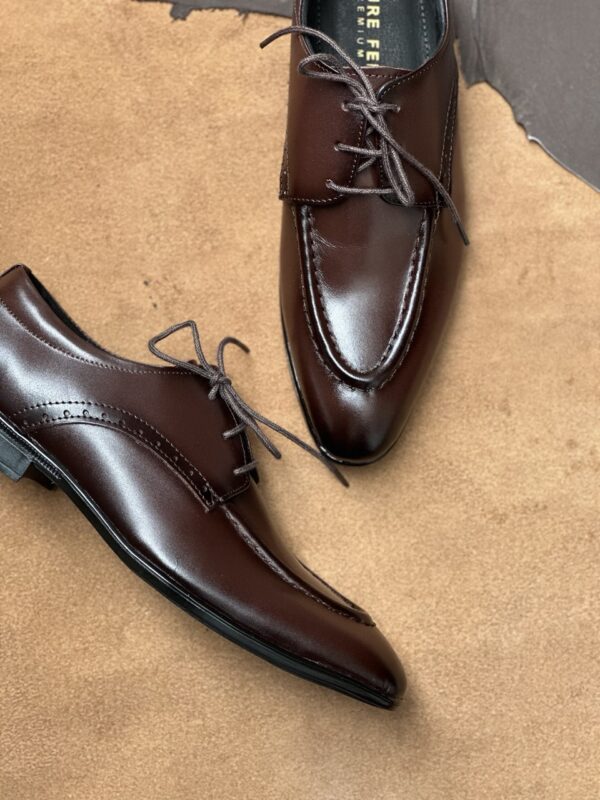 Men's Coffee Brown Cow Leather Norwegian Derby Shoe - Image 2