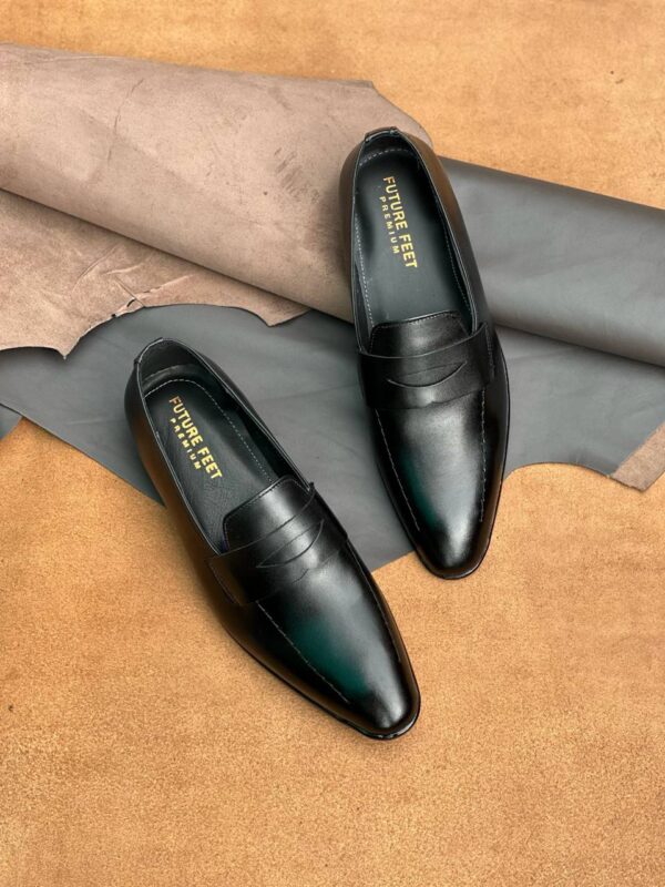 Men's Jet Black Cow Leather Penny Loafer - Image 4