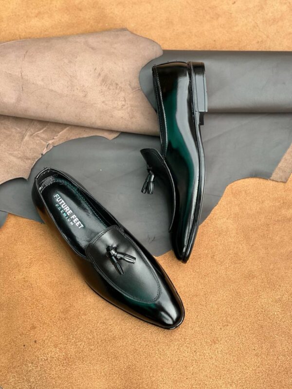 Men's Gloss + Matte Black Cow Leather Tassel Loafer