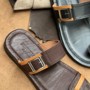 Men’s Premium Sheep Leather Slippers – Black | Tan | Coffee Brown
