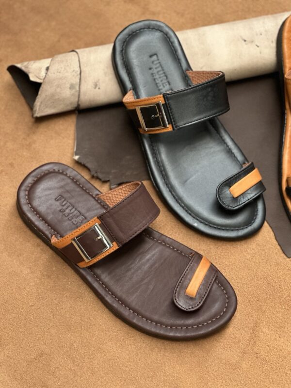 Men’s Premium Sheep Leather Slippers – Black | Tan | Coffee Brown - Image 3