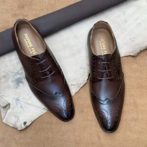 Men's Coffee Brown Cow Leather Brogue Shoe