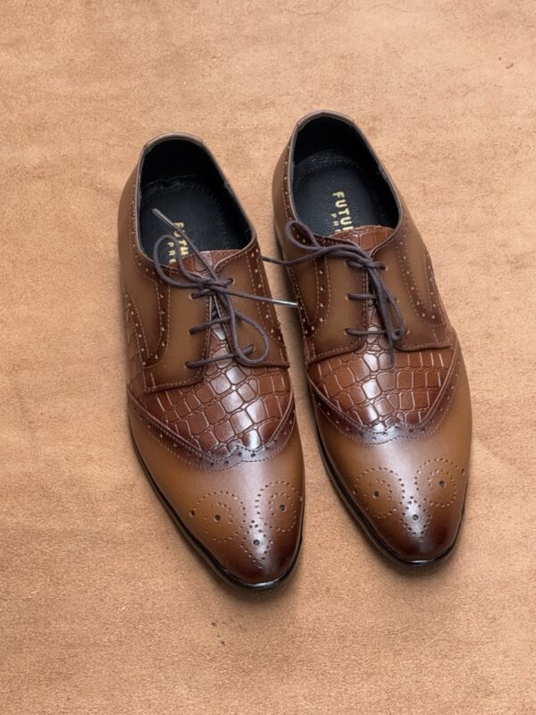 Men's Tan Shaded Leather Croc Brogue Shoe