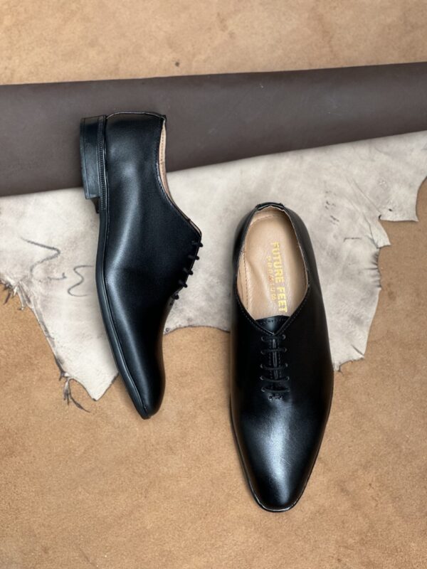 Men's Jet Black Cow Leather Whole Cut Oxford Shoe - Image 2