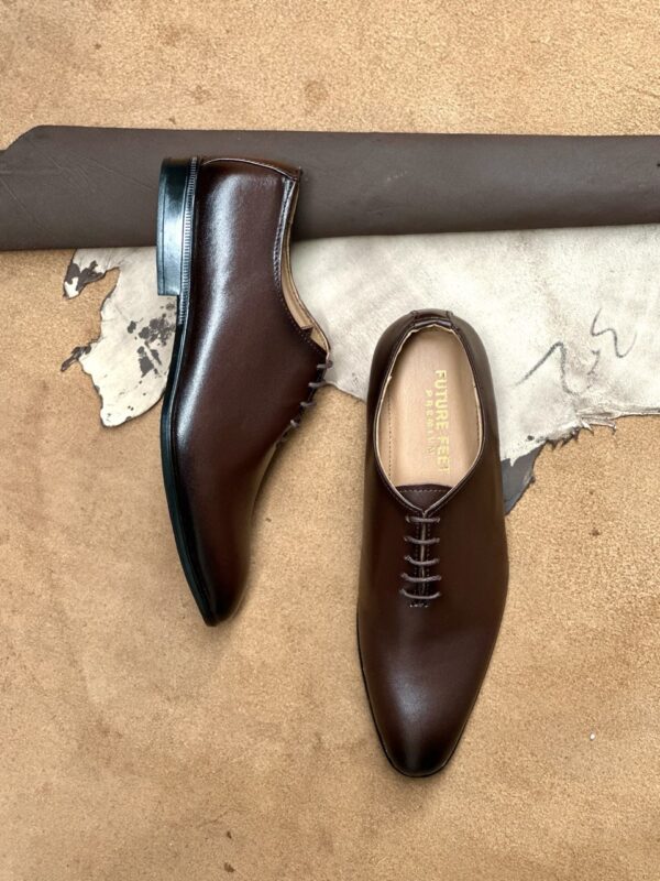 Men's Coffee Brown Cow Leather Whole Cut Oxford Shoe - Image 6