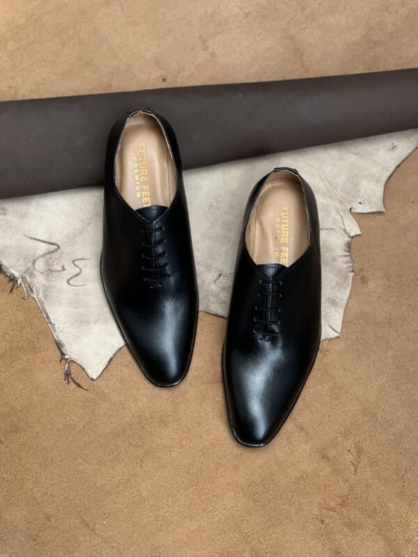 Men's Jet Black Cow Leather Whole Cut Oxford Shoe - Image 3
