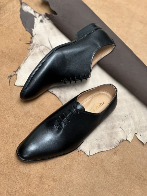 Men's Jet Black Cow Leather Whole Cut Oxford Shoe - Image 4