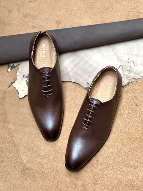 Men's Coffee Brown Cow Leather Whole Cut Oxford Shoe - Image 2