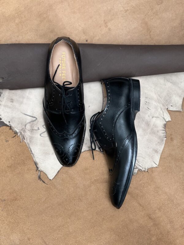 Men's Jet Black Cow Leather Brogue Shoe