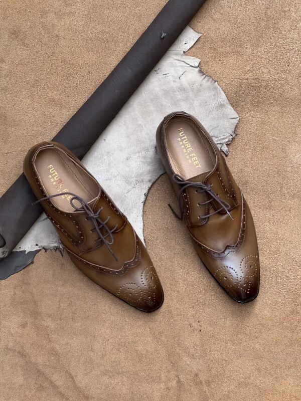 Men's Tan Shaded Cow Leather Brogue Shoe - Image 2
