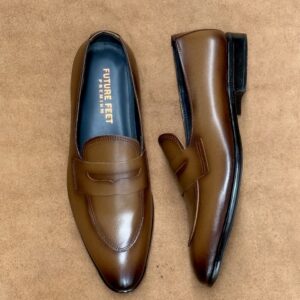 Men's Two-Toned Tan Cow Leather Penny Loafer