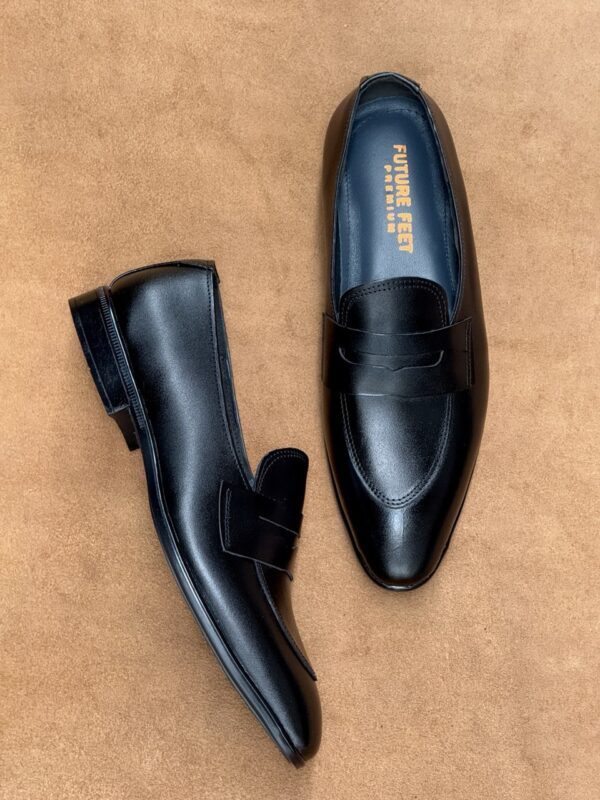 Men's Jet Black Cow Leather Penny Loafer - Image 5