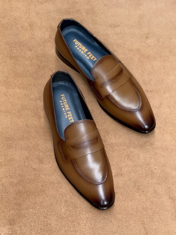 Men's Two-Toned Tan Cow Leather Penny Loafer - Image 4