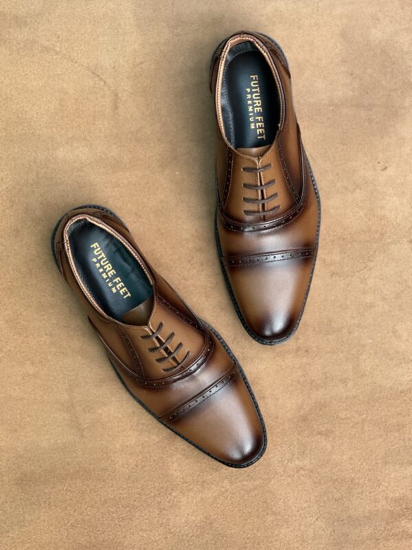 Men's Tan Shaded Cow Leather Oxford Shoe - Image 2