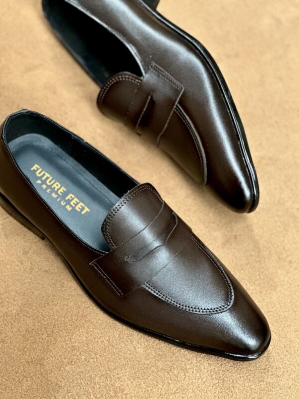 Men's Coffee Brown Cow Leather Penny Loafer