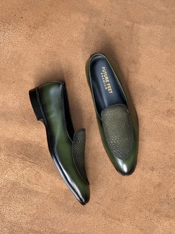 Men's Olive Greed Cow Leather Croc Loafer - Image 2