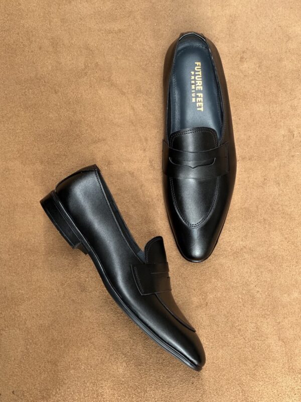 Men's Jet Black Cow Leather Penny Loafer - Image 3