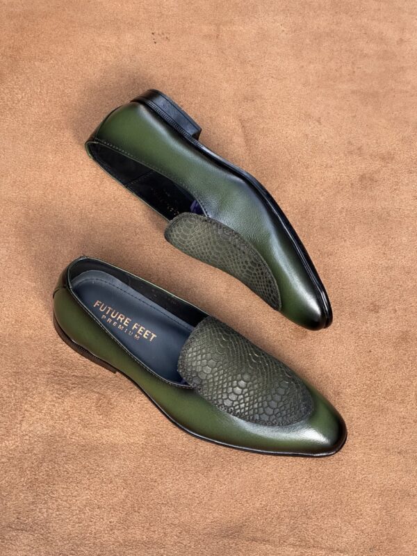 Men's Olive Greed Cow Leather Croc Loafer