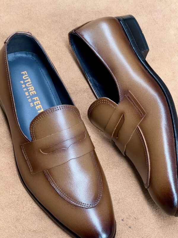 Men's Two-Toned Tan Cow Leather Penny Loafer - Image 3