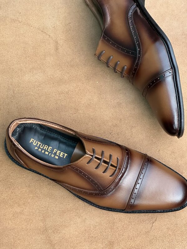 Men's Tan Shaded Cow Leather Oxford Shoe - Image 3