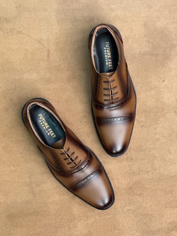 Men's Tan Shaded Cow Leather Oxford Shoe - Image 4