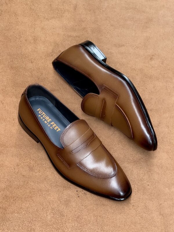 Men's Two-Toned Tan Cow Leather Penny Loafer - Image 2