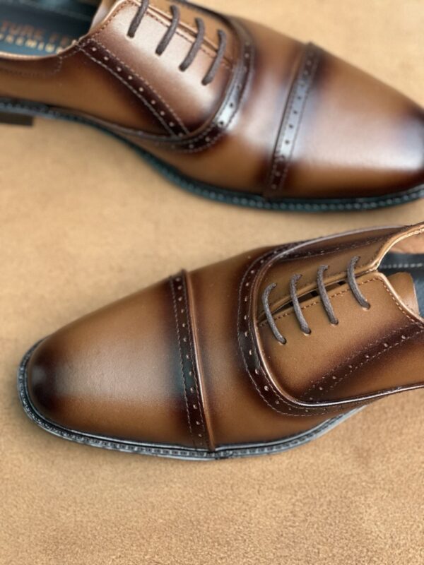 Men's Tan Shaded Cow Leather Oxford Shoe - Image 5