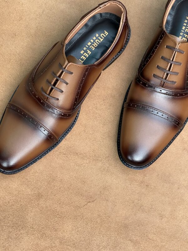 Men's Tan Shaded Cow Leather Oxford Shoe - Image 6
