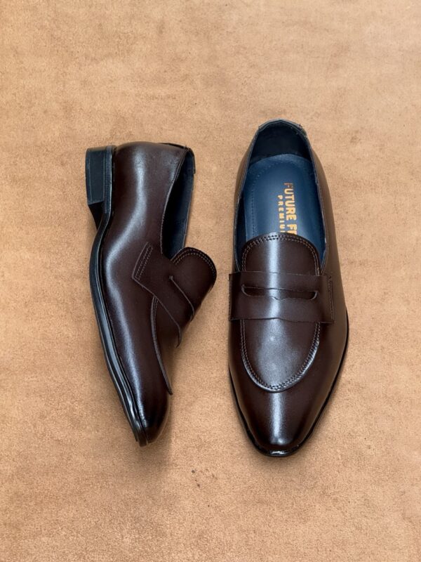 Men's Coffee Brown Cow Leather Penny Loafer - Image 2