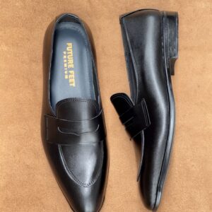 Men's Jet Black Cow Leather Penny Loafer