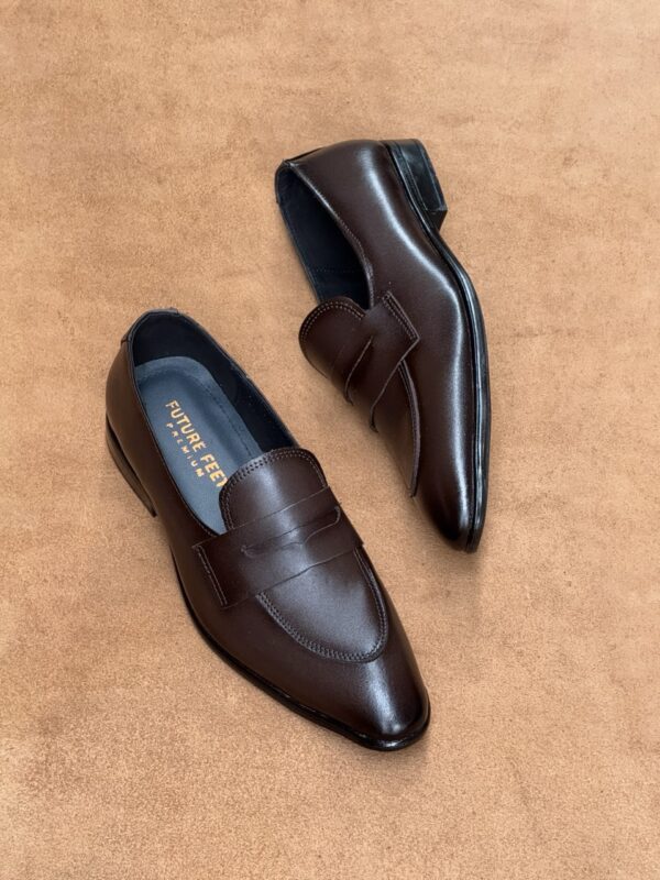 Men's Coffee Brown Cow Leather Penny Loafer - Image 3