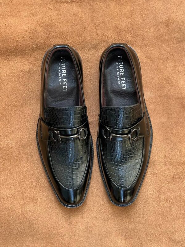 Men's Synthetic Gloss Black Croc Loafer