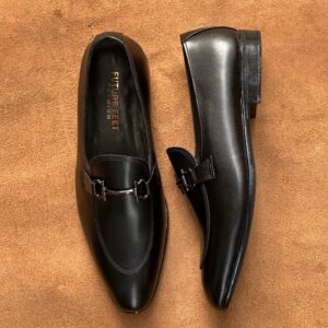 Men's Jet Black Cow Leather Horsebit Loafer