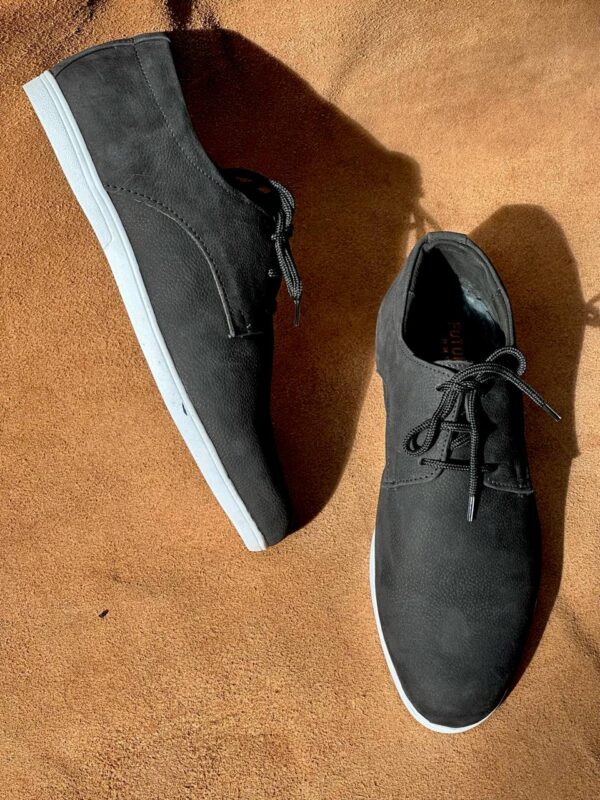 Men's Elephant Black Nubuck Cow Leather Casual Derby Shoe - Image 2
