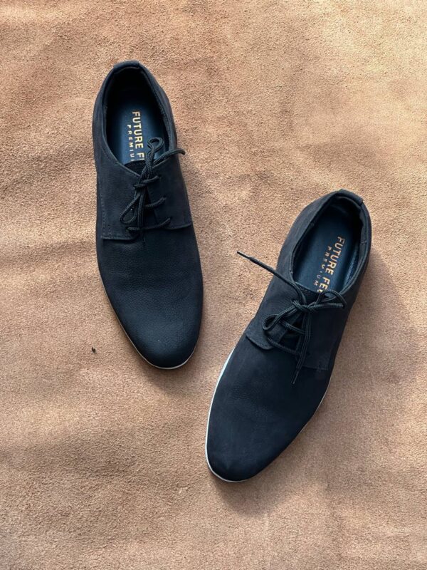 Men's Elephant Black Nubuck Cow Leather Casual Derby Shoe - Image 3