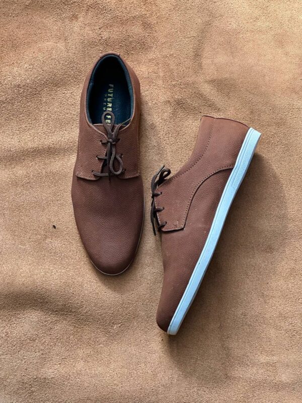 Men's Brown Suede Nubuck Cow Leather Casual Derby Shoe - Image 3