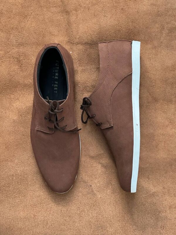 Men's Brown Suede Nubuck Cow Leather Casual Derby Shoe