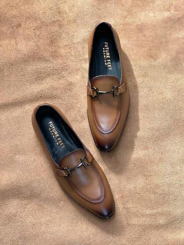 Men's Two-Toned Tan Cow Leather Horsebit Loafer - Image 5