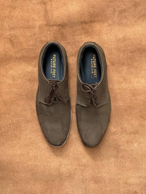 Men's Olive Green Suede Nubuck Cow Leather Casual Derby Shoe