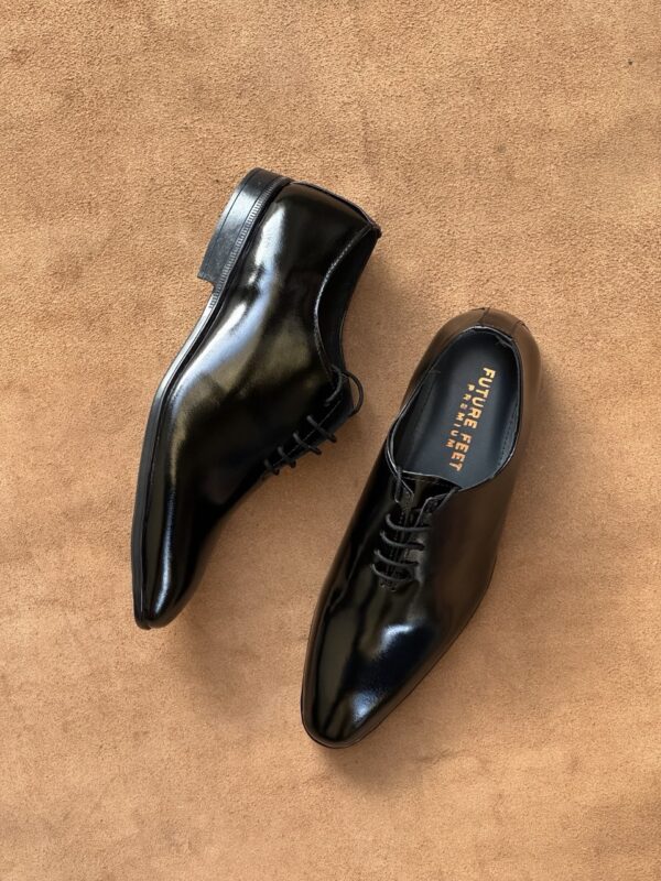 Men's Glossy Black Cow Leather Whole-Cut Oxford - Image 2